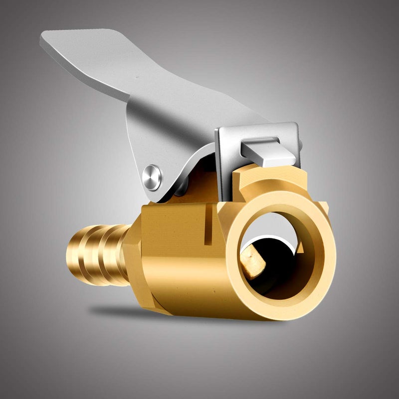 LUMITECO لوميتيكو 1/4" صمام هواء نحاسي لتضخيم الإطارات، ضاغط هواء صغير محمول، صمام هواء لتضخيم الإطارات مع خرطوم نهاية موصل بارب لإصلاح الخرطوم - 2 عبوة - Image 4